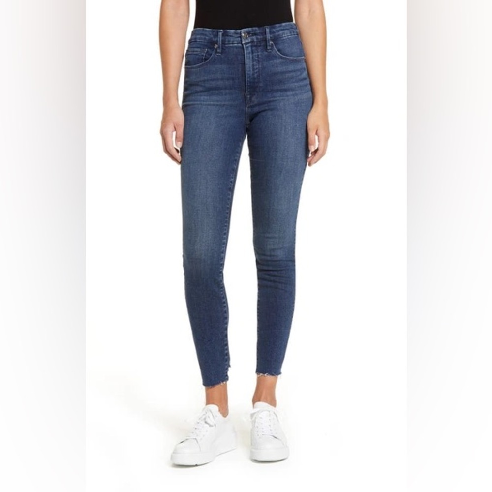 EUC Good American Good Legs High Waist Raw Hem Skinny Jeans - Blue701
